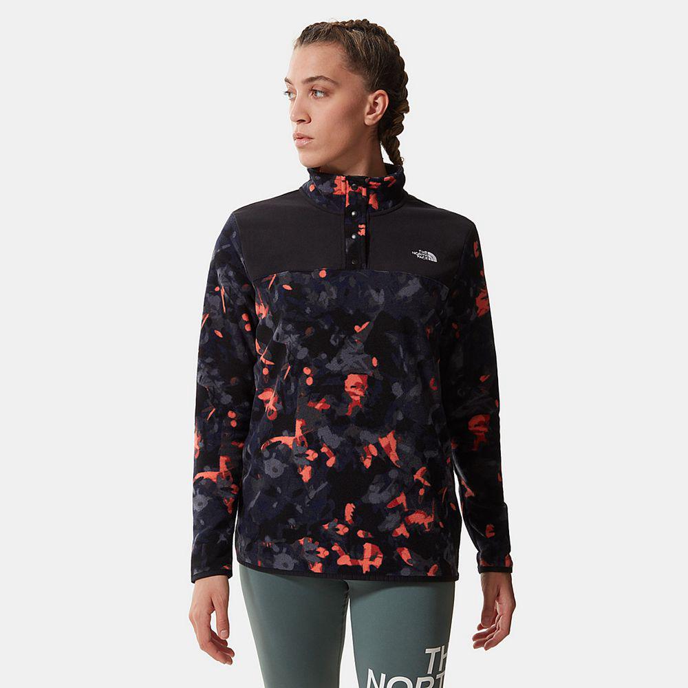 The North Face Printed Tka Glacier Popper Button Γυναικεια Fleece - Πορτοκαλι / Μαυρα (PODY23547)
